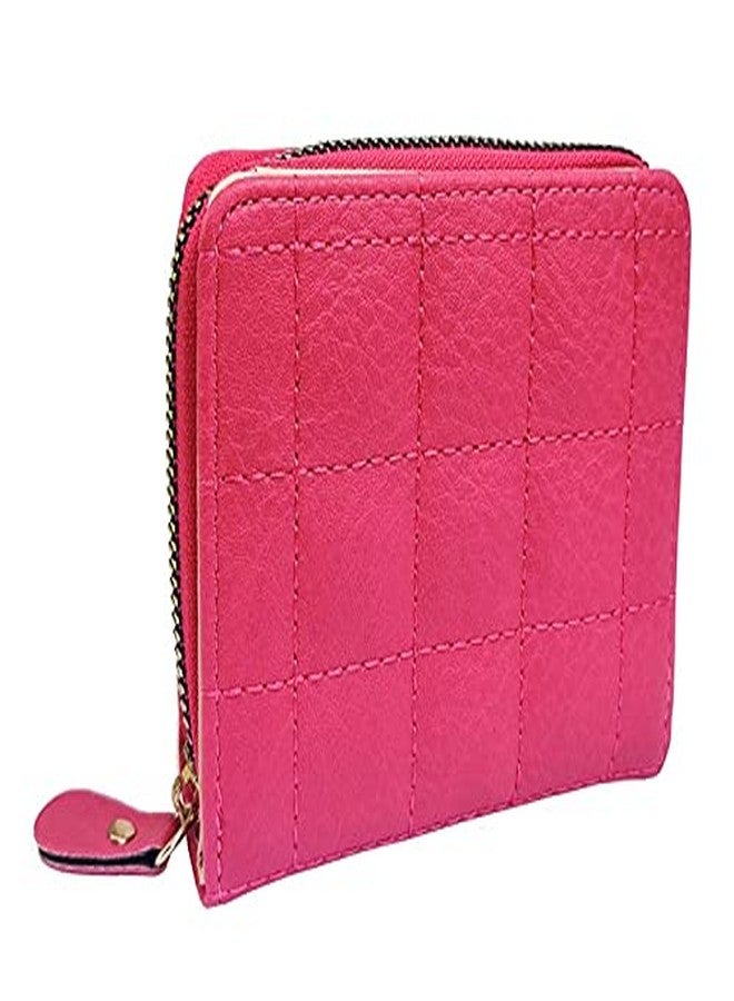 أليكسفيان محفظة صغيرة نسائية من أليكسفيان، حقيبة يد نسائية، محفظة نسائية/سيدات/فتيات، حامل بطاقات بثلاثة جيوب (نقشة مربعات وردية) - Image 4